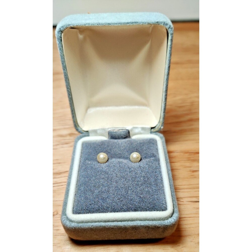 Vtg Sterling Round Opal Stud Earrings Minimalist Simple Gift NOT TESTED As IS